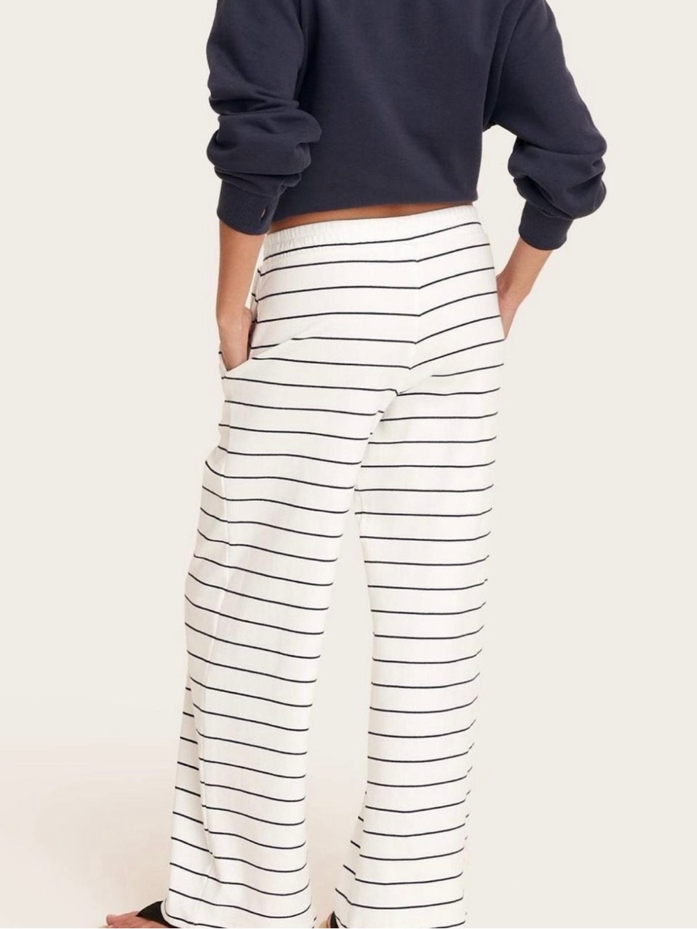 Parke x Target Striped Wide-Leg Lounge Pants - White with Navy Stripes - Picture 2 of 2